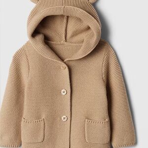 Gap Tan Knit Baby Hoodie with Bear Ears